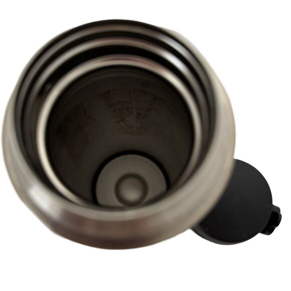 PINK Victorias Secret Travel Mug Runs On Coffee 15 oz Brown Gold Tone Hot Cold - Picture 8 of 9